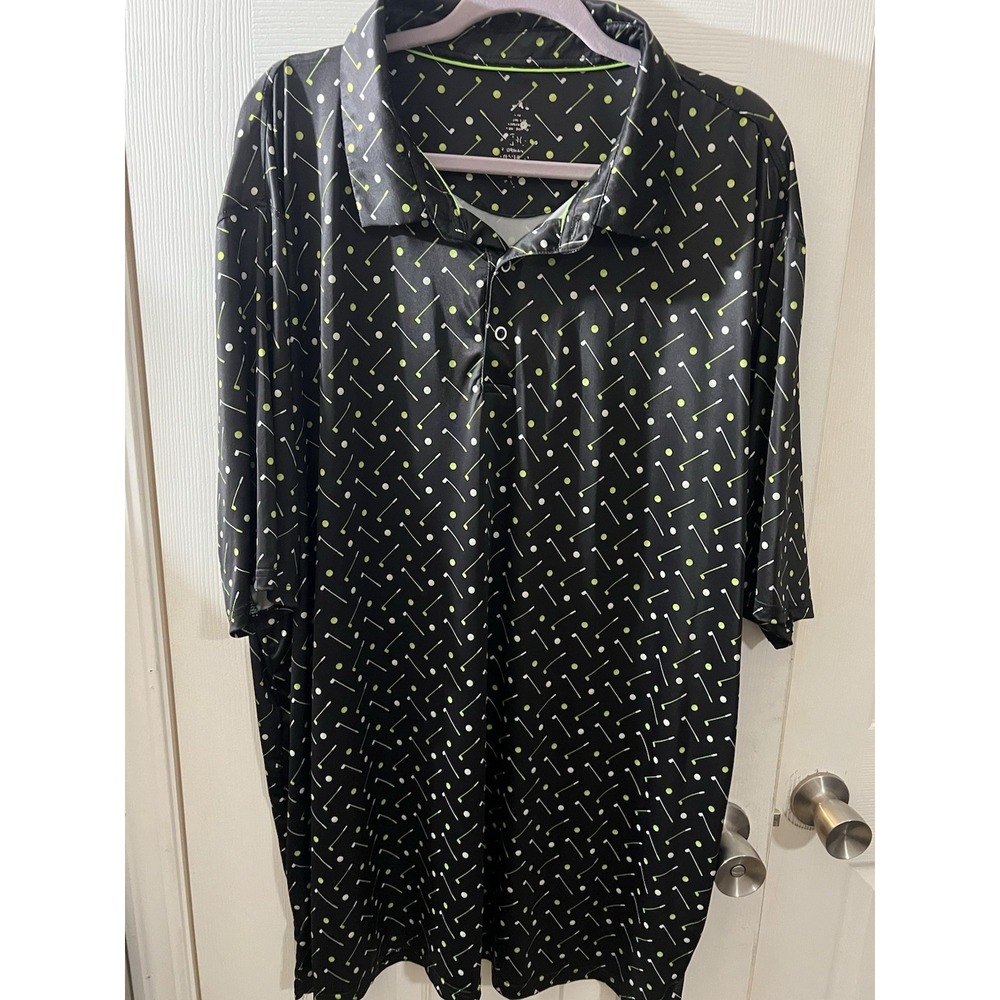 Mens Golf Shirt Short‎ Sleeve Print Performance Moisture 3XL